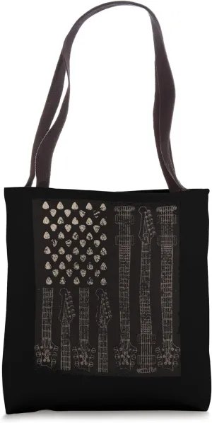 American Flag Guitar Instrumentalist for Patriotic Guitarist Tote Bag