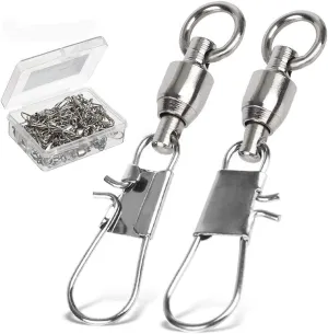 AMYSPORTS Fishing Swivels with Interlock Snap Ball Bearing Swivels Fishing Snap Swivels Saltwater Freshwater Fishing Tackle Leader Lure Jigs Line Fishing Connector