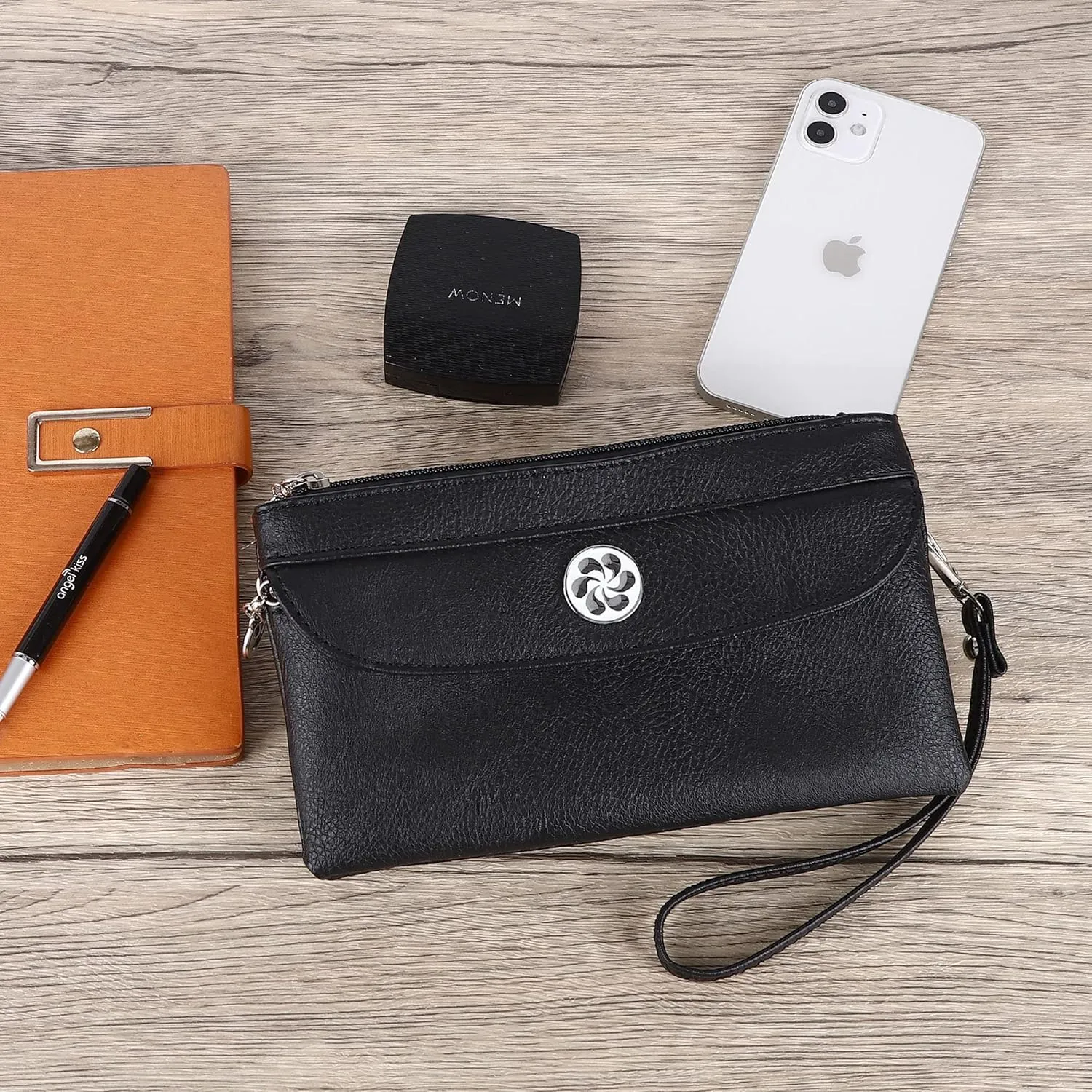 Angel Kiss Crossbody Bags Small Purses for Women Vegan Leather Cell Phone Wallet Purse with Wristlet Strap