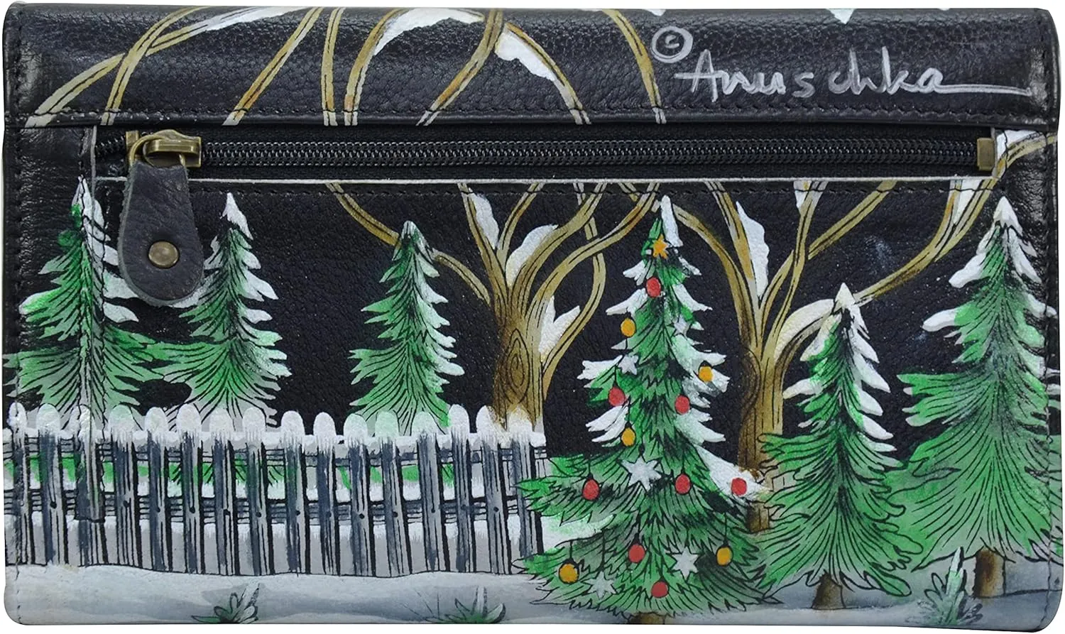 Anuschka Women’s Original Hand-Painted Genuine Leather RFID CheckBook Clutch
