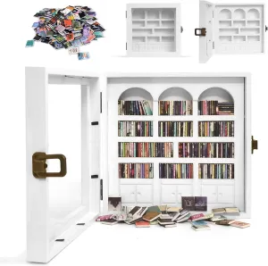 Anxiety Bookshelf – Mini Books Display for Stress Relief and Fun Decor, Perfect Decorative Miniature Library for Book Lovers, Ideal for Home Decor, Office Décor, and Thoughtful Gift Giving - White