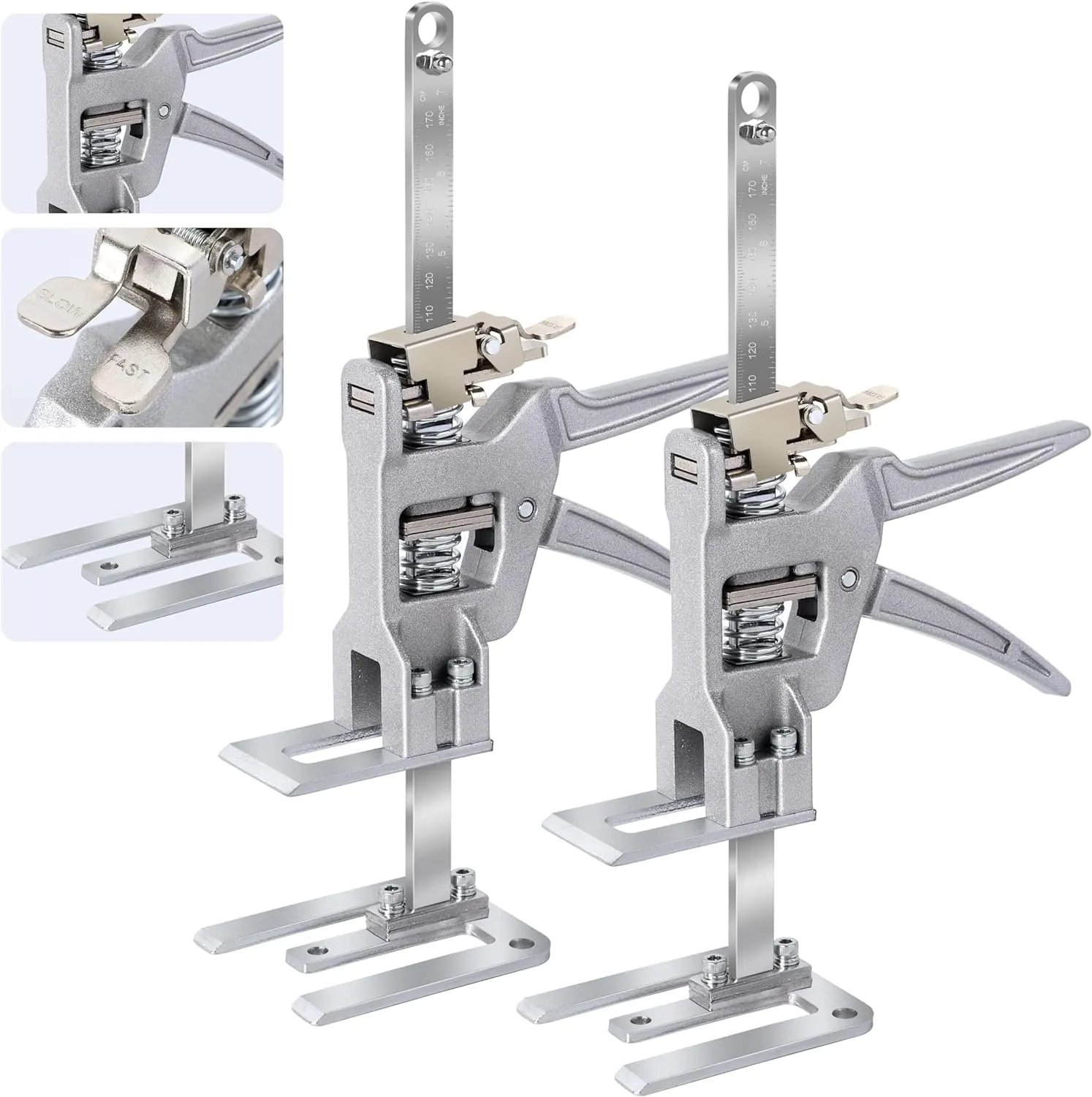 Arm Jack Labor-Saving Level Arm Lifter Tool Handheld 2pcs 12", Wall Tile, Door, Cabinet’s Locator, Installing, Multi-function Height Adjustment, Drywall Fixture, 880lb 2-Speed Descent