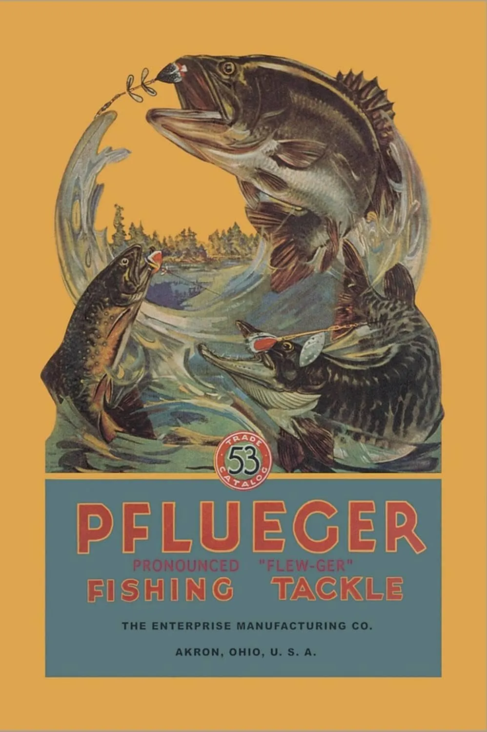 ART.COM Stretched Canvas Print Pflueger Fishing Tackle, 12" x 18"