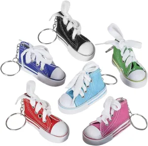ArtCreativity Mini Canvas Sneaker Keychains for Kids and Adults- Set of 12-3 Inch Tennis Shoe Key Chains- Cool Birthday Party Favors, Goody Bag Fillers, Prize for Boys and Girls, Fundraising Item