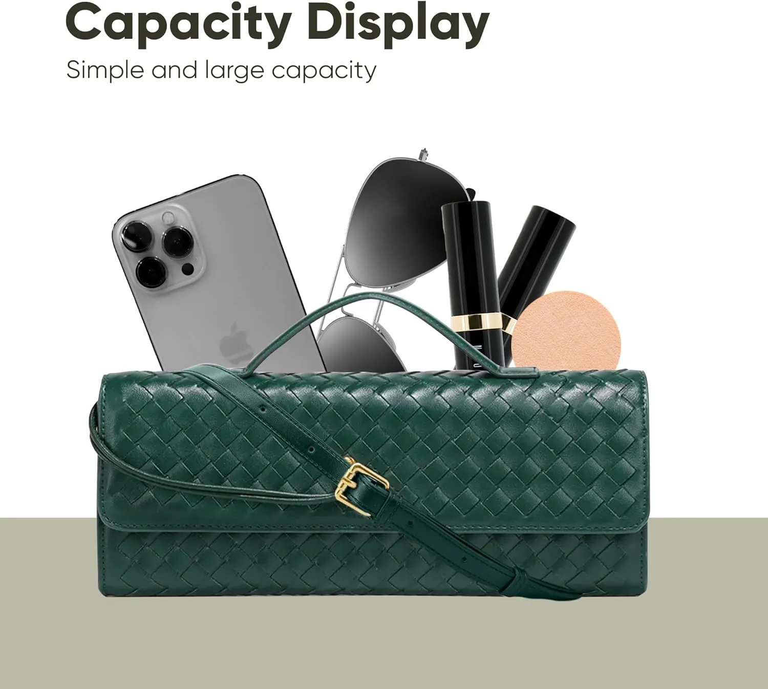 Ash&Ivy Women's Woven Clutch Purse - Casual PU Leather Crossbody Bag, Fashionable Evening Shoulder Handbags