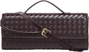 Ash&Ivy Women's Woven Clutch Purse - Casual PU Leather Crossbody Bag, Fashionable Evening Shoulder Handbags