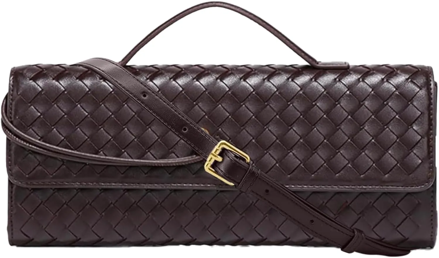 Ash&Ivy Women's Woven Clutch Purse - Casual PU Leather Crossbody Bag, Fashionable Evening Shoulder Handbags