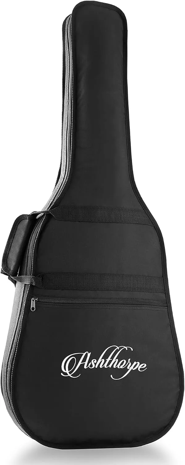 Ashthorpe Full-Size Thinline Cutaway Acoustic Electric Guitar Package with 10 Watt Amp - Black