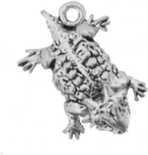 Auntie's Treasures Sterling Silver Womens 1mm Box Chain 3D Detailed Mini Horned Horny Toad Lizard Pendant Necklace
