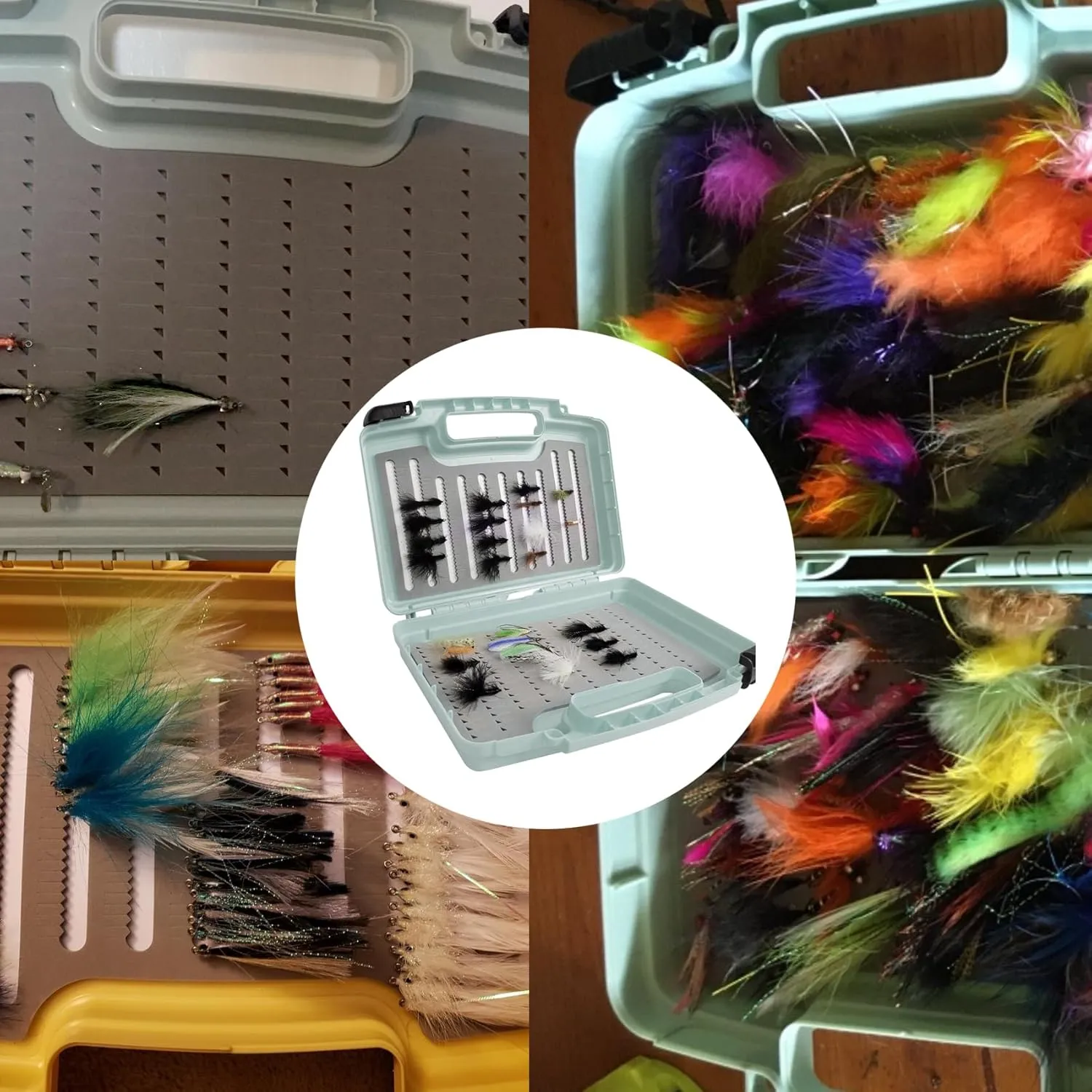 Aventik Streamer Fly Boxes Click Lock Large Streamer Flies Foam Storage Fishing Box Tackle Box Boating Fishing Boxes 14X11X3.35inch/10.43X8.27X3.15inch (SF2 Olivine-14X11X3.35inch)