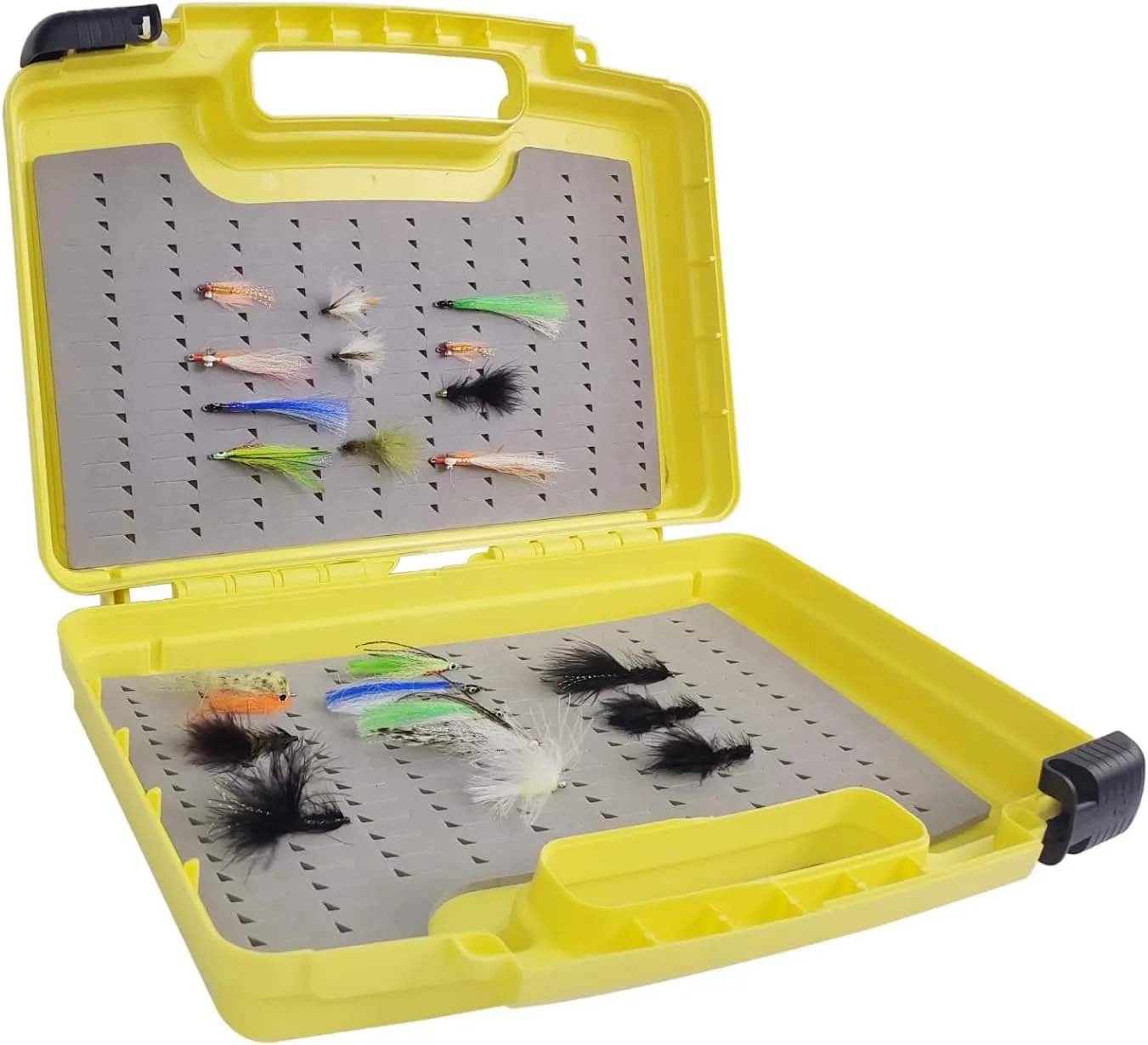 Aventik Streamer Fly Boxes Click Lock Large Streamer Flies Foam Storage Fishing Box Tackle Box Boating Fishing Boxes 14X11X3.35inch/10.43X8.27X3.15inch (SF2 Olivine B B Foams-14X11X3.35inch)