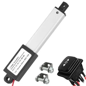 AWINLI Mini Electric Linear Actuator 12V 2 Inch Stroke 60N/13.4lb Speed 0.6 "/s Mini Small Metal Motion Actuator with Mounting Bracket and Control Switch,Suitable for Pet Doors,Micro Devices (50mm)