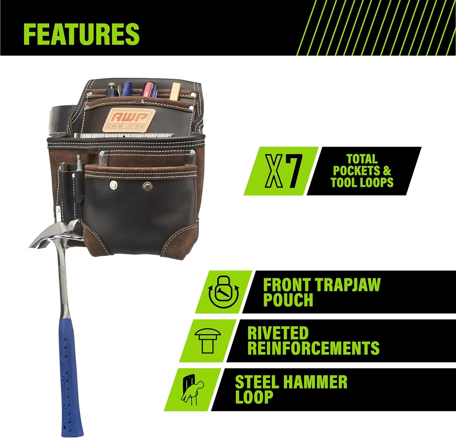 AWP Tool Pouch, Electrician Tool Pouch, Premium, Professional Multi-Pocket Organizer