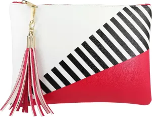 B BRENTANO Vegan Clutch Bag Pouch with Tassel Accent