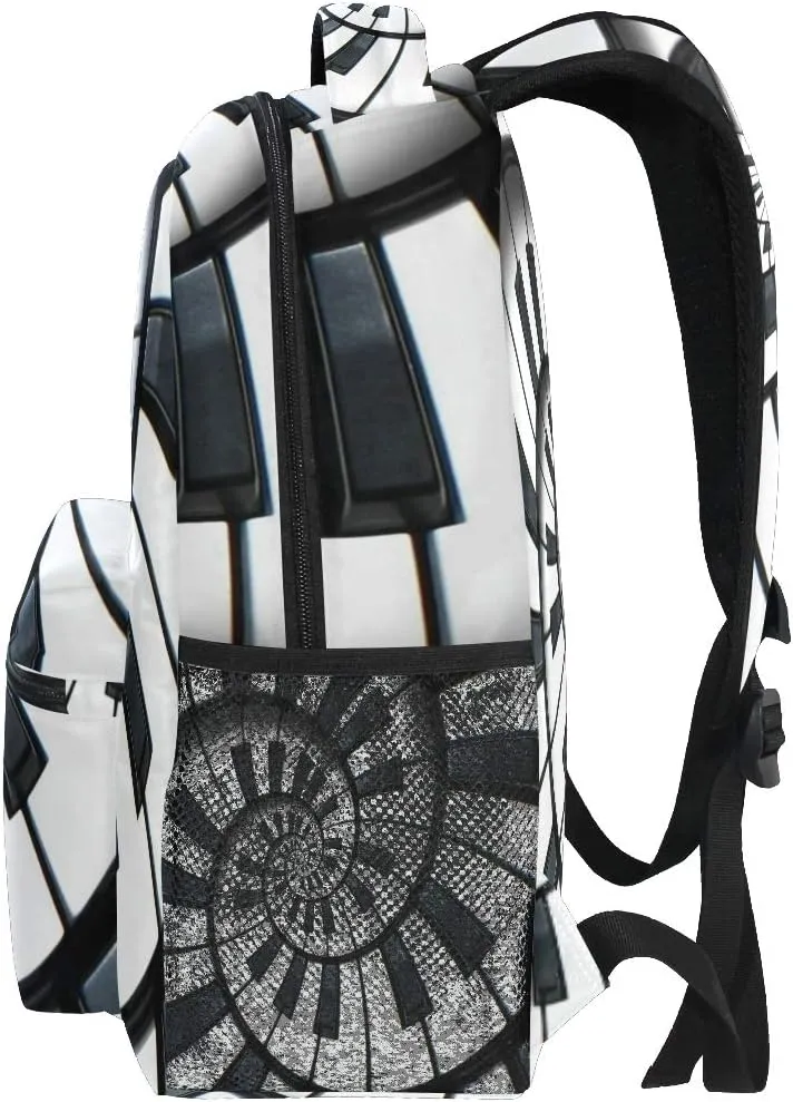 Backpack Mandala Music Piano Keys Adults School Bag Casual College Bag Travel Zipper Bookbag Hiking Shoulder Daypack for Women Men