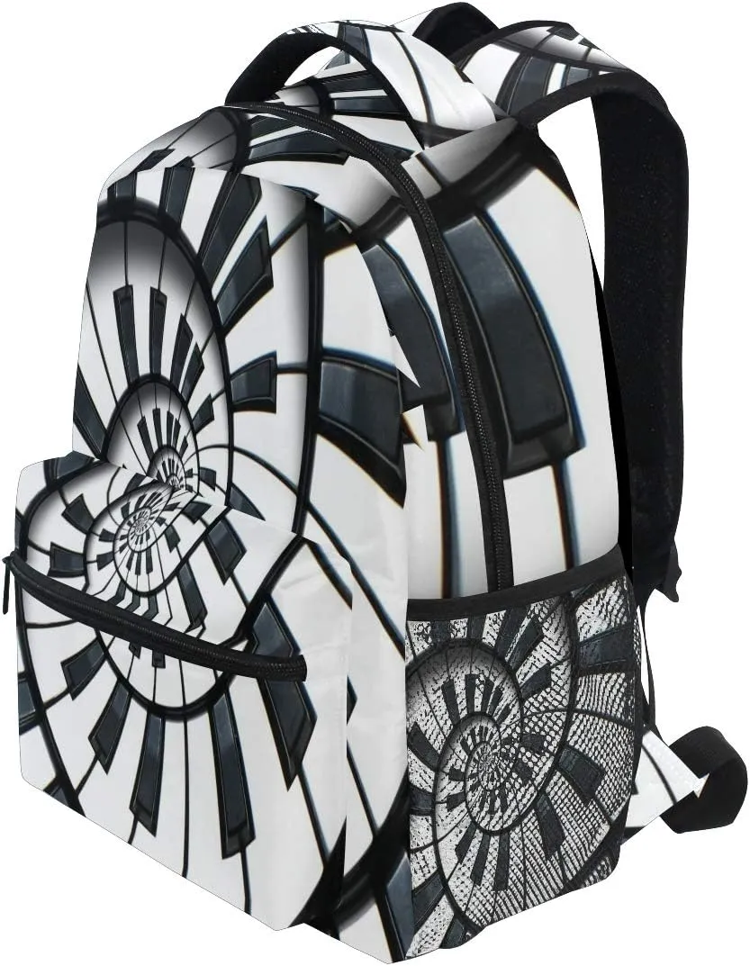 Backpack Mandala Music Piano Keys Adults School Bag Casual College Bag Travel Zipper Bookbag Hiking Shoulder Daypack for Women Men