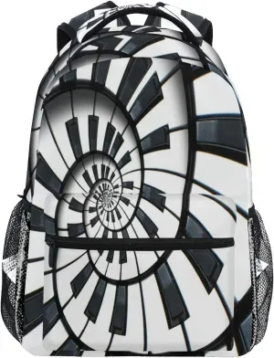 Backpack Mandala Music Piano Keys Adults School Bag Casual College Bag Travel Zipper Bookbag Hiking Shoulder Daypack for Women Men