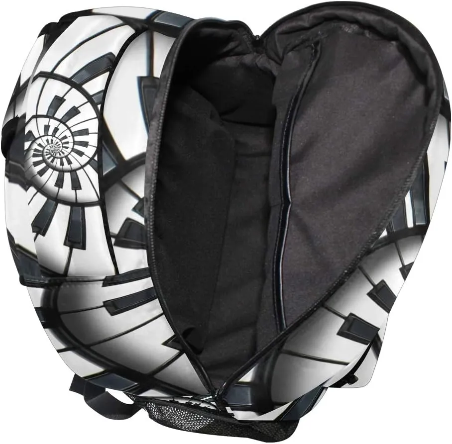 Backpack Mandala Music Piano Keys Adults School Bag Casual College Bag Travel Zipper Bookbag Hiking Shoulder Daypack for Women Men