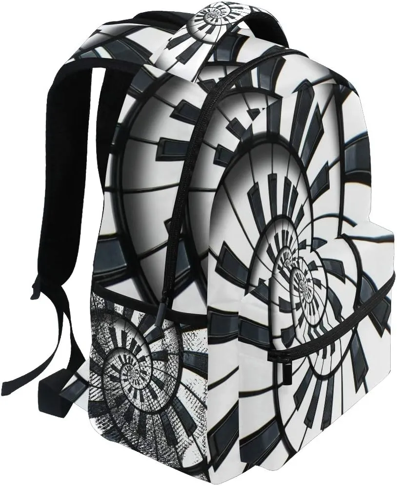 Backpack Mandala Music Piano Keys Adults School Bag Casual College Bag Travel Zipper Bookbag Hiking Shoulder Daypack for Women Men
