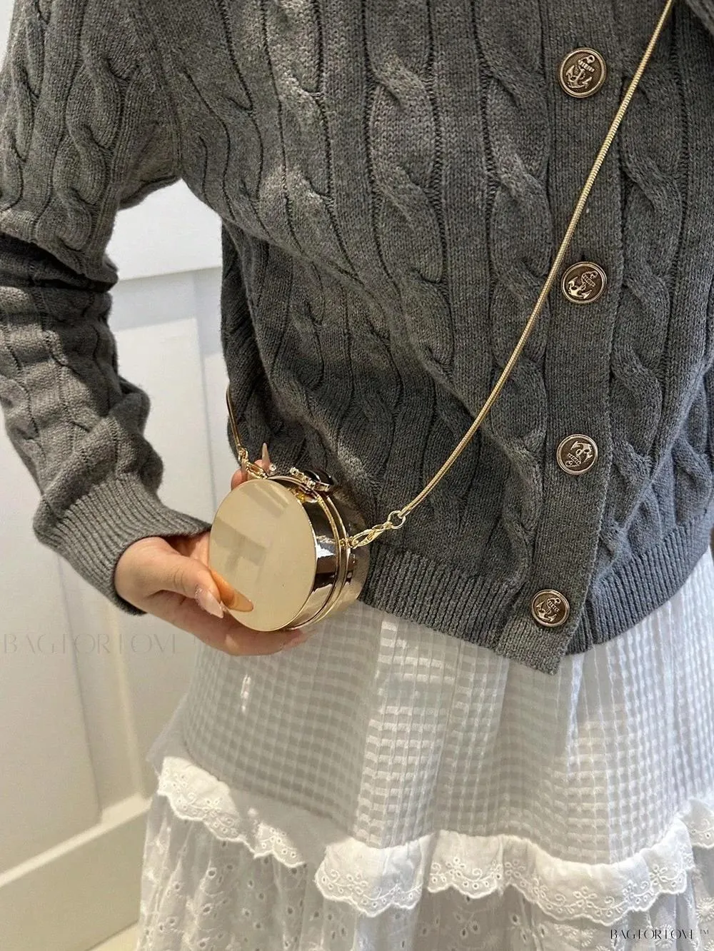 BagForLove - Small Round Chain Purse with Glossy Personality