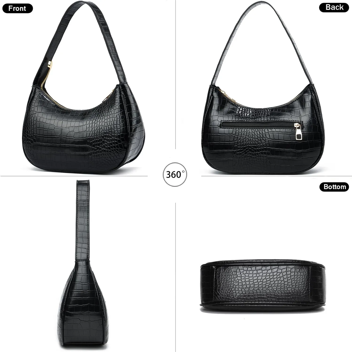 BAIKELI Crescent Shoulder Bags for Women Small Shoulder Purse Handbag Retro Classic Clutch Hobo Tote Bag Underarm Purse