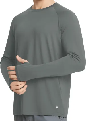 baleaf Men's Long Sleeve Running Shirts Sun Protection UV UPF 50  T Shirts Workout Athletic Gym Quick Dry Zip Pocket