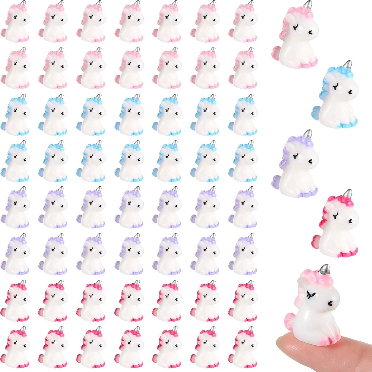 Barydat 120 Pcs Micro Unicorn Miniature Figurines Garden Tiny Unicorn Dollhouse Fairy Garden Accessories Moss Landscape Mini Resin Animals Cake Topper DIY Terrarium Crafts Ornament
