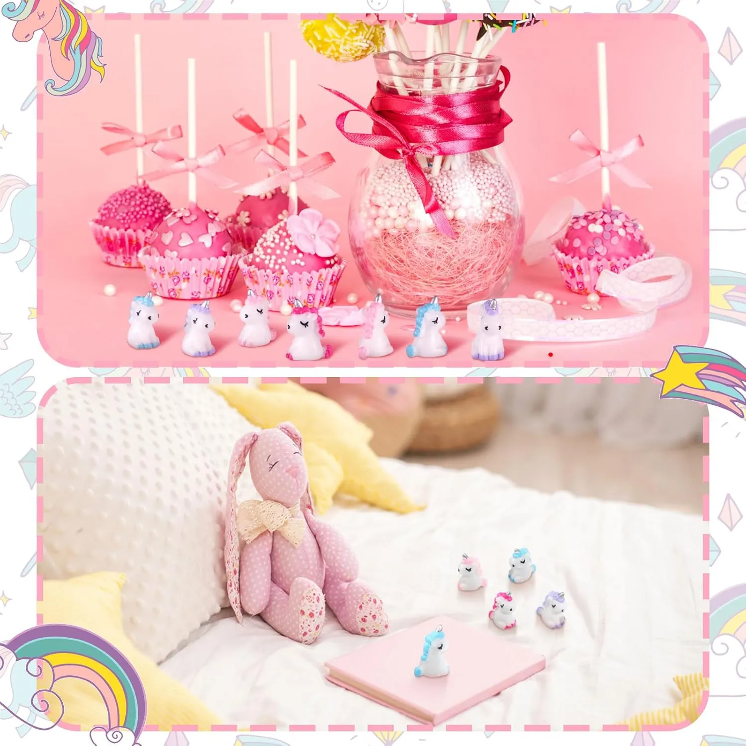 Barydat 120 Pcs Micro Unicorn Miniature Figurines Garden Tiny Unicorn Dollhouse Fairy Garden Accessories Moss Landscape Mini Resin Animals Cake Topper DIY Terrarium Crafts Ornament