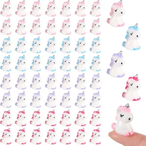Barydat 120 Pcs Micro Unicorn Miniature Figurines Garden Tiny Unicorn Dollhouse Fairy Garden Accessories Moss Landscape Mini Resin Animals Cake Topper DIY Terrarium Crafts Ornament