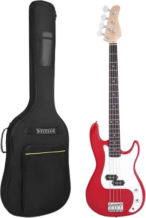Bass Guitar Bag With 7mm Padding - Waterproof Electric Bass Case, Gig Bag Backpack With Neck Strap and Pockets, Black
