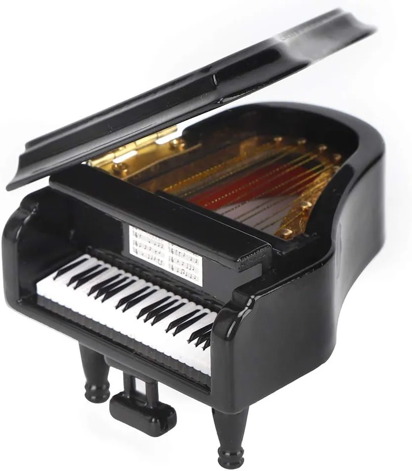 Basswood Miniature Piano Musical Instruments Ornaments, Miniature Dollhouse Display Mini Musical Wood Miniature Piano for Gift Home Desktop Ornaments