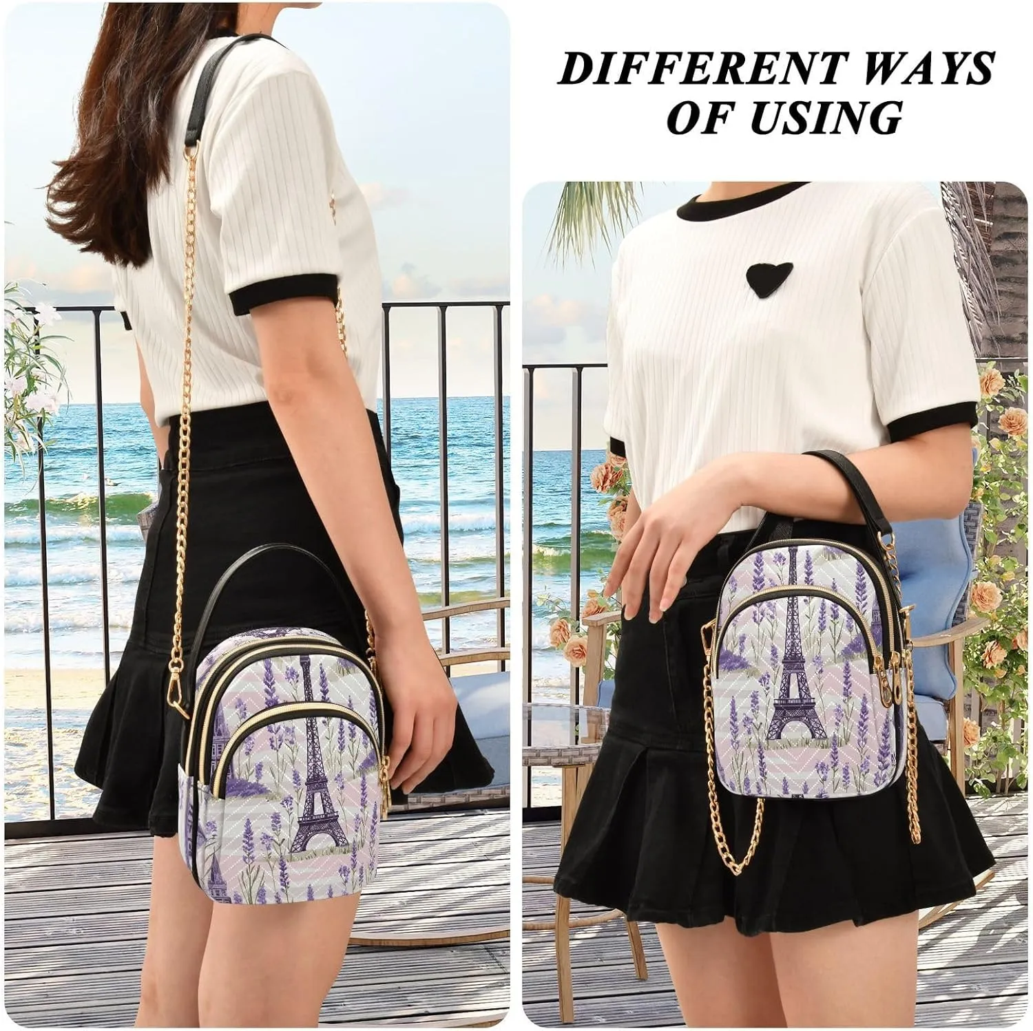Beautiful Flamingos Shoulder Bags for Women Retro Classic Handbag Purse Small Purses with Chain