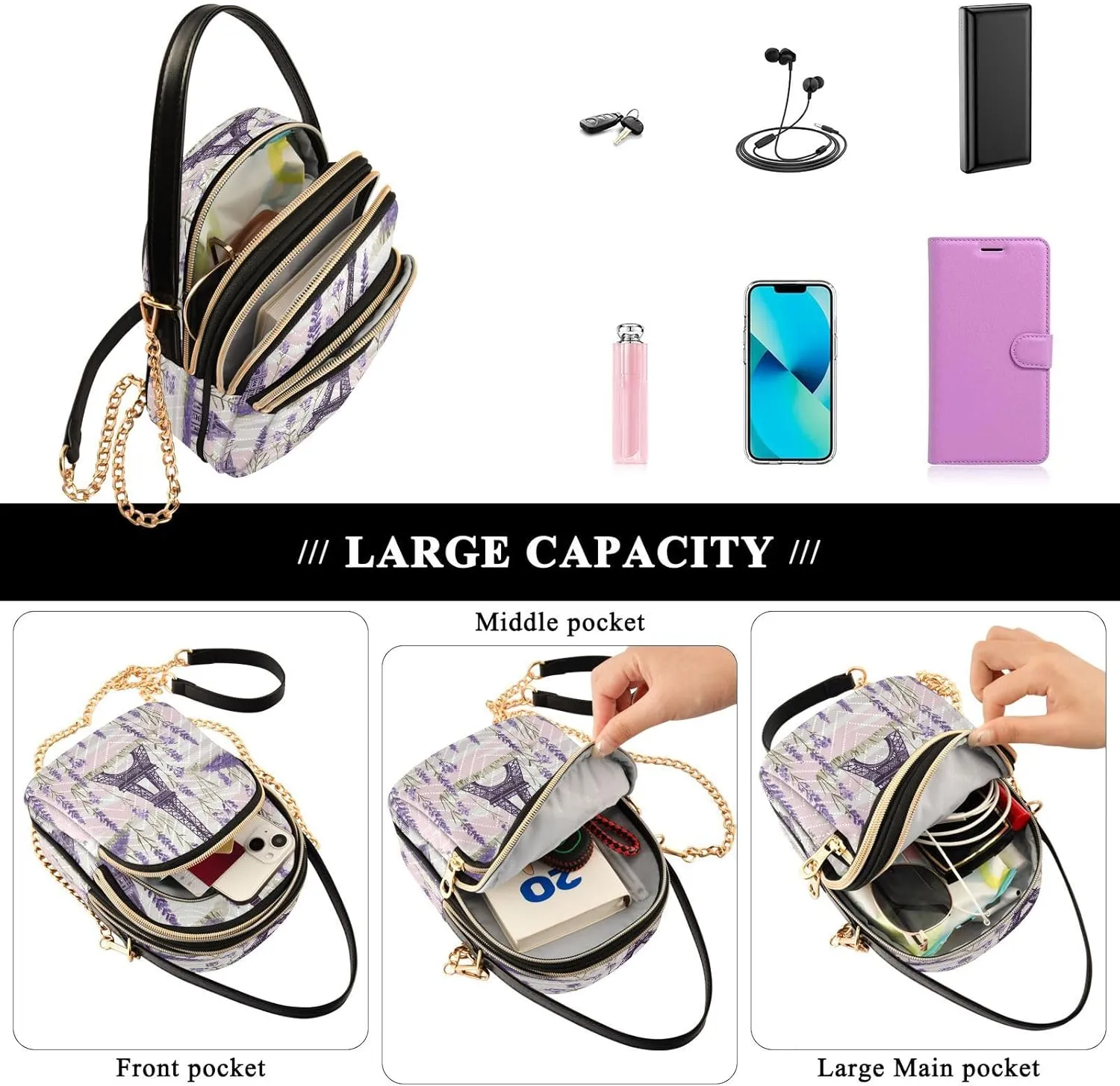 Beautiful Flamingos Shoulder Bags for Women Retro Classic Handbag Purse Small Purses with Chain