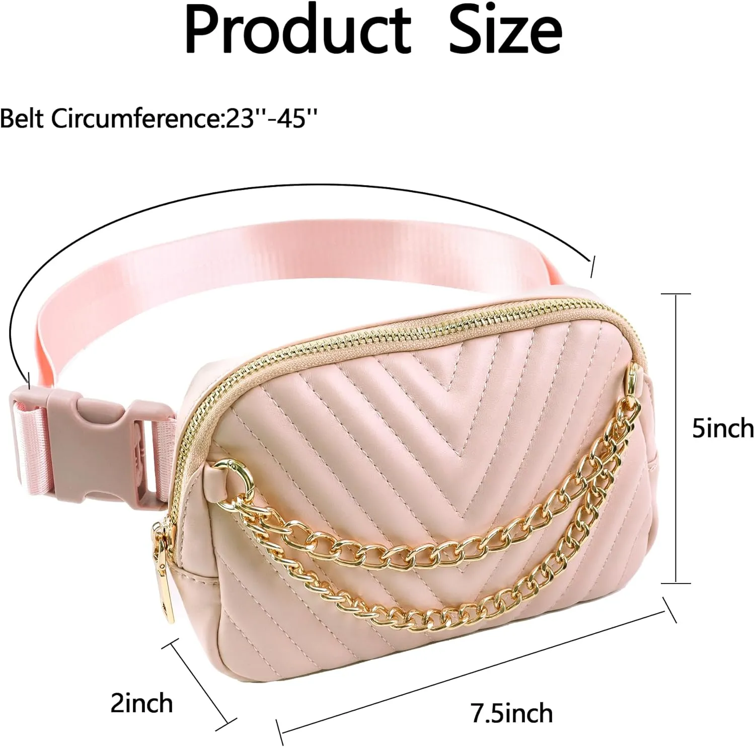 Belt Bag for Women，Luxury Chain Crossbody Bag Leather Fanny Pack，Mini Everywhere Crossbody Waist Bag Adjustable Strap，Small Travel Fashion Chest Bag