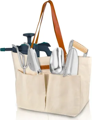 Berry&Bird Garden Tool Bag, Canvas Garden Tote With Pockets, Wear-Resistant Multi-Purpose Tool Storage Bag, Home Organizer Gardening Tool Kit for Indoor and Outdoor Gardening, 21.65" x 7.09" x 13.78"