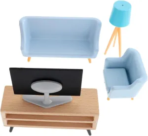 BESPORTBLE 1 Set Miniature Furniture Dollhouse Decor with Tv Cabinet Lamp Long Sofa Realistic Design for Mini House Landscaping