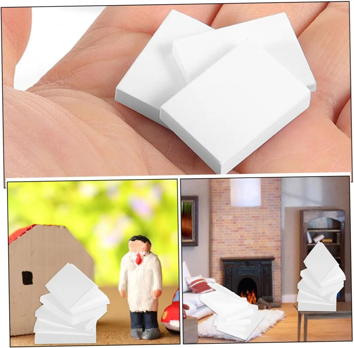 BESPORTBLE 5sets 60pcs Mini Blank Dollhouse Books Paintable Decor for Mini House DIY Craft Accessory for Dollhouse Layouts and Scenes for Creative Miniature Design 60pcs*5