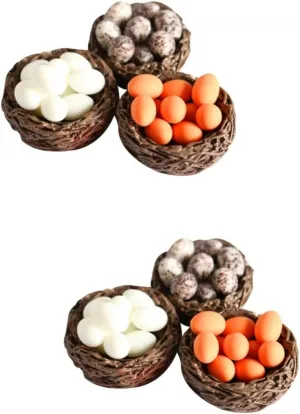 BESPORTBLE 6sets Miniature Bird Nest and Decor Adorable Resin Craft Decorations for Dollhouse Layouts for Garden Party Photo Props and Landscape Displays