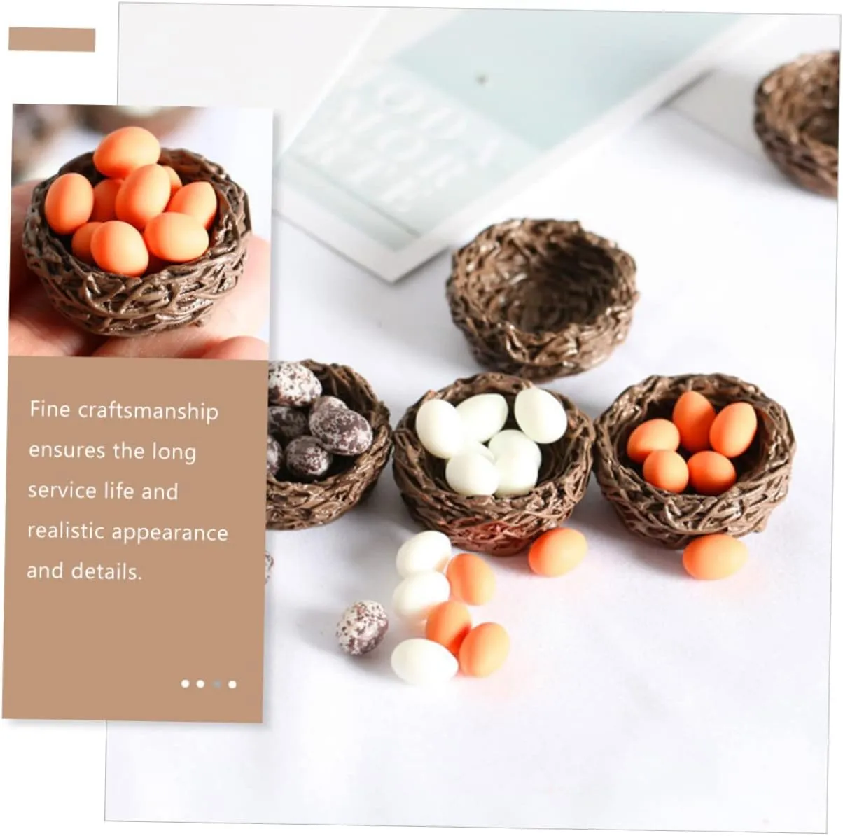 BESPORTBLE 6sets Miniature Bird Nest and Decor Adorable Resin Craft Decorations for Dollhouse Layouts for Garden Party Photo Props and Landscape Displays