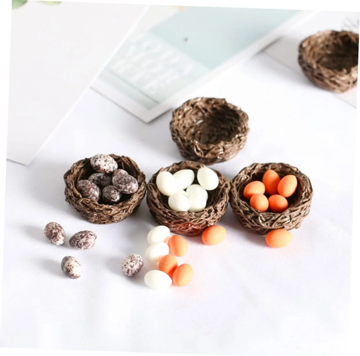BESPORTBLE 6sets Miniature Bird Nest and Decor Adorable Resin Craft Decorations for Dollhouse Layouts for Garden Party Photo Props and Landscape Displays