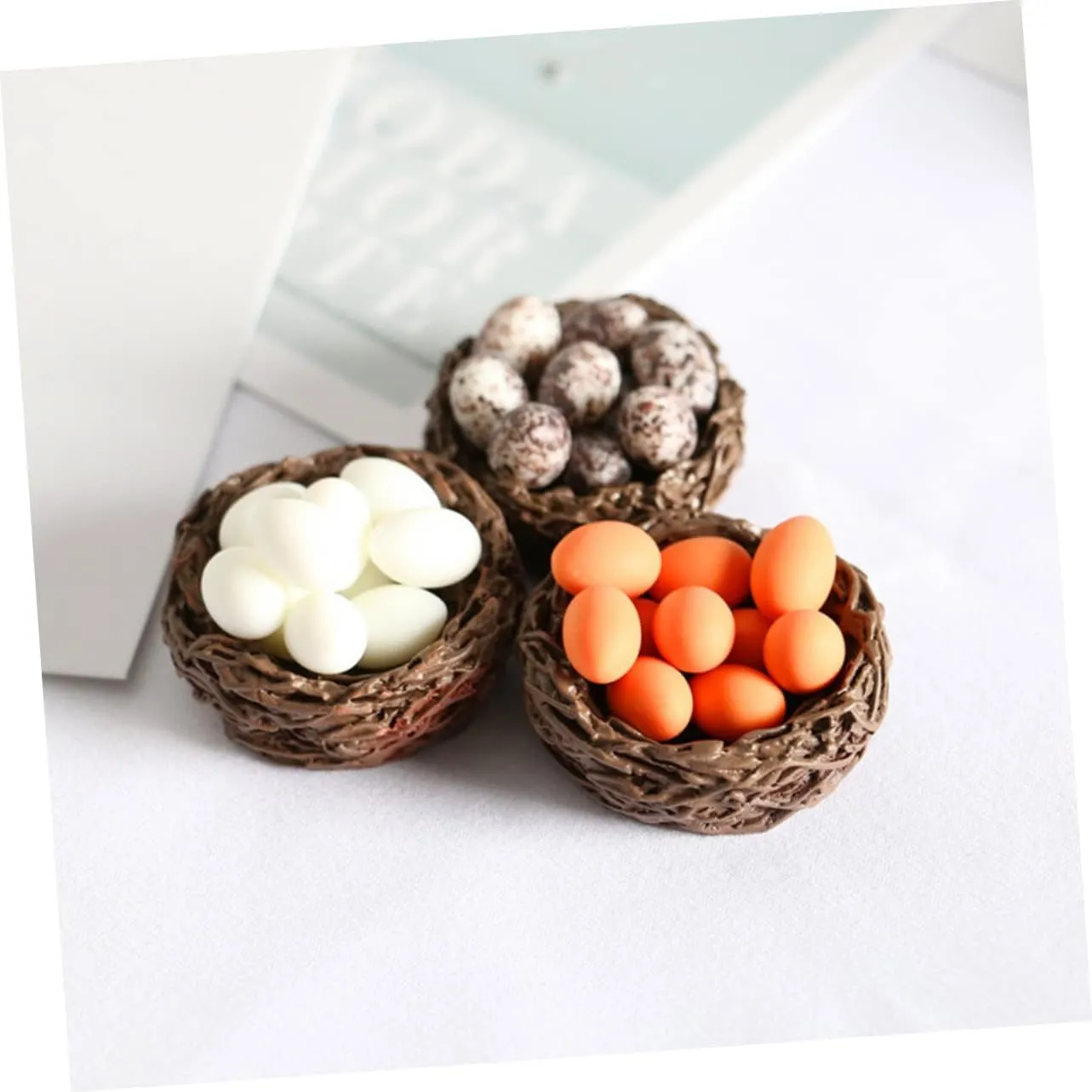 BESPORTBLE 6sets Miniature Bird Nest and Decor Adorable Resin Craft Decorations for Dollhouse Layouts for Garden Party Photo Props and Landscape Displays
