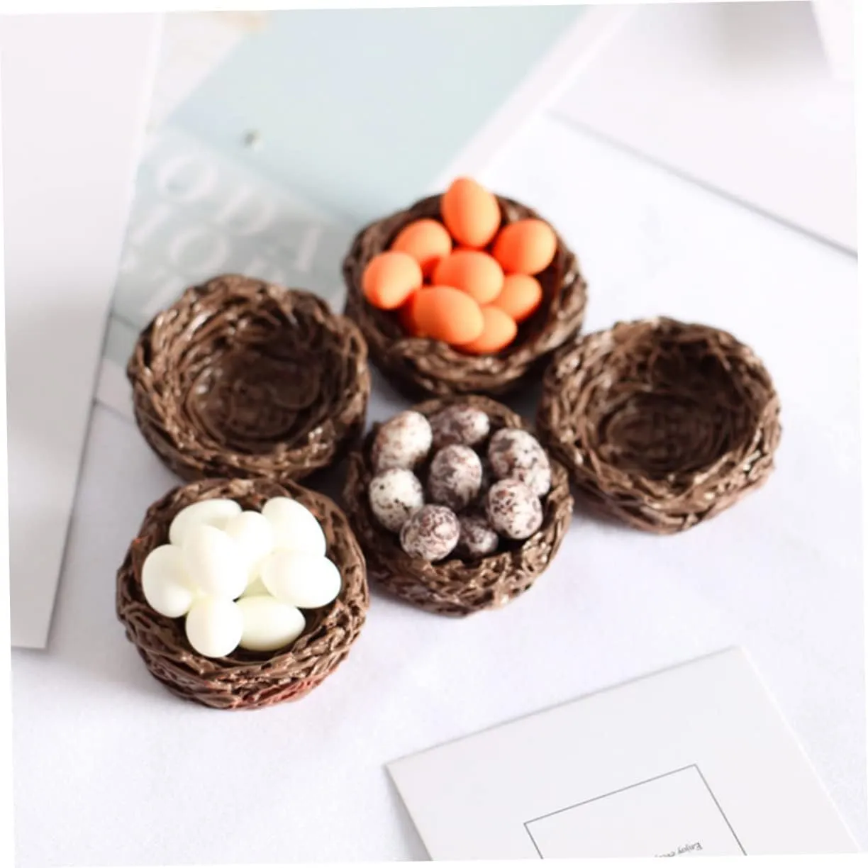 BESPORTBLE 6sets Miniature Bird Nest and Decor Adorable Resin Craft Decorations for Dollhouse Layouts for Garden Party Photo Props and Landscape Displays