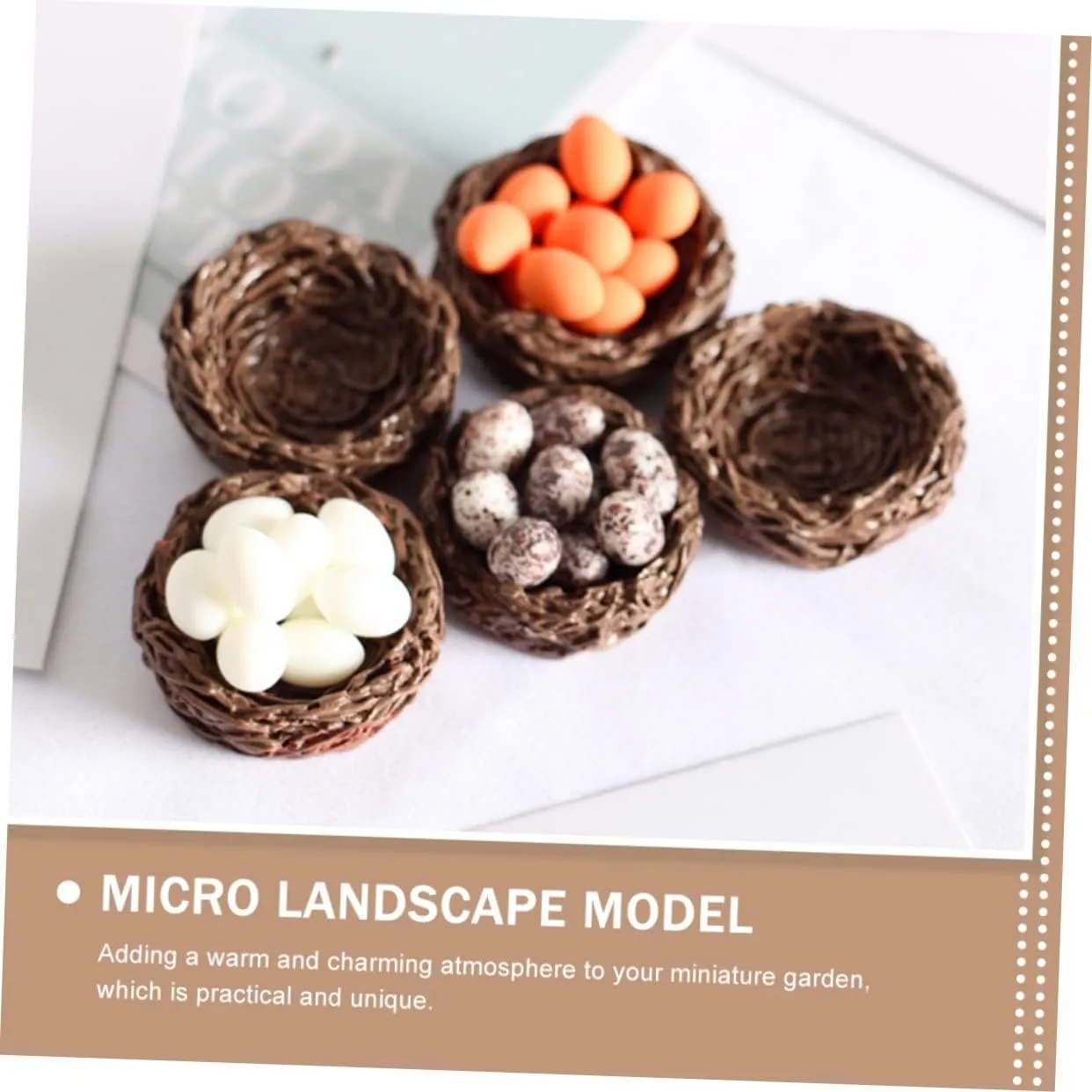 BESPORTBLE 6sets Miniature Bird Nest and Decor Adorable Resin Craft Decorations for Dollhouse Layouts for Garden Party Photo Props and Landscape Displays