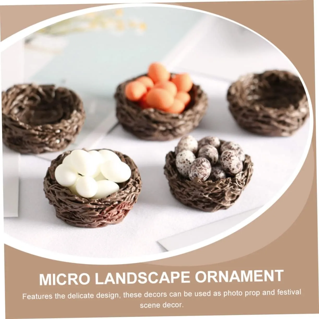 BESPORTBLE 6sets Miniature Bird Nest and Decor Adorable Resin Craft Decorations for Dollhouse Layouts for Garden Party Photo Props and Landscape Displays