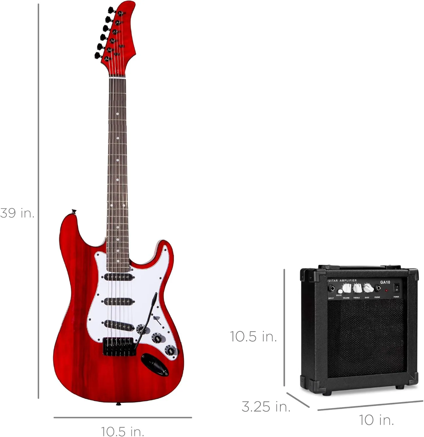 Best Choice Products 39in Full Size Beginner Electric Guitar Starter Kit w/Case, Strap, 10W Amp, Strings, Pick, Tremolo Bar - Cherry Red