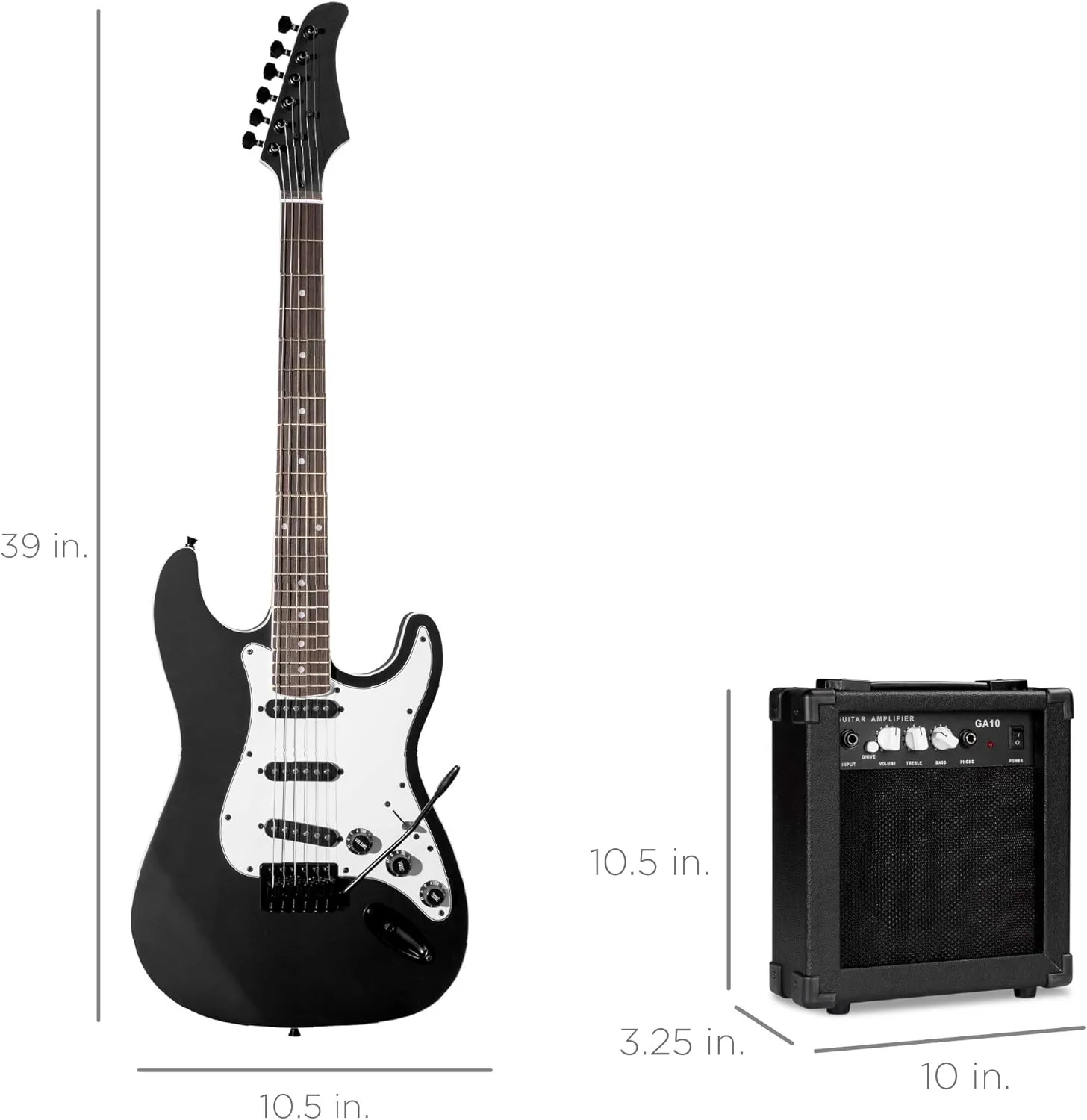 Best Choice Products 39in Full Size Beginner Electric Guitar Starter Kit w/Case, Strap, 10W Amp, Strings, Pick, Tremolo Bar - Jet Black