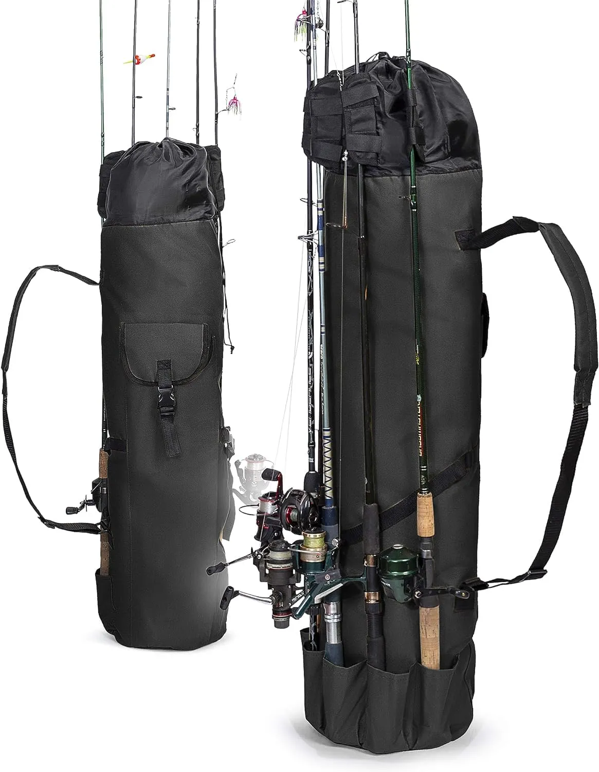 Besti Fishing Rod Organizer Bag (Portable) Shoulder Carry Home and Travel Storage | Professional Reel, Tackle, and Equipment Organization | Heavy-Duty, Water-Resistant (Black)