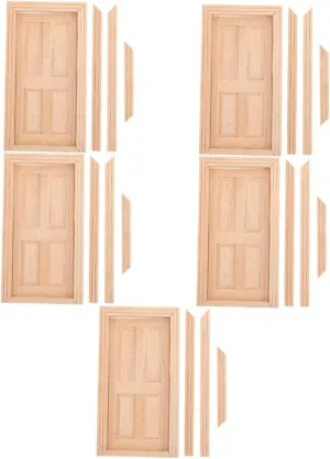 BESTonZON 5pcs Miniature Door Model for Dollhouse Decoration Craft Accessory Simple Style Excellent Durability for Enhancing House Interiors