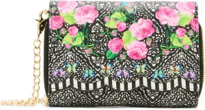 Betsey Johnson Scalloped Wallet on a Chain, Black Multi