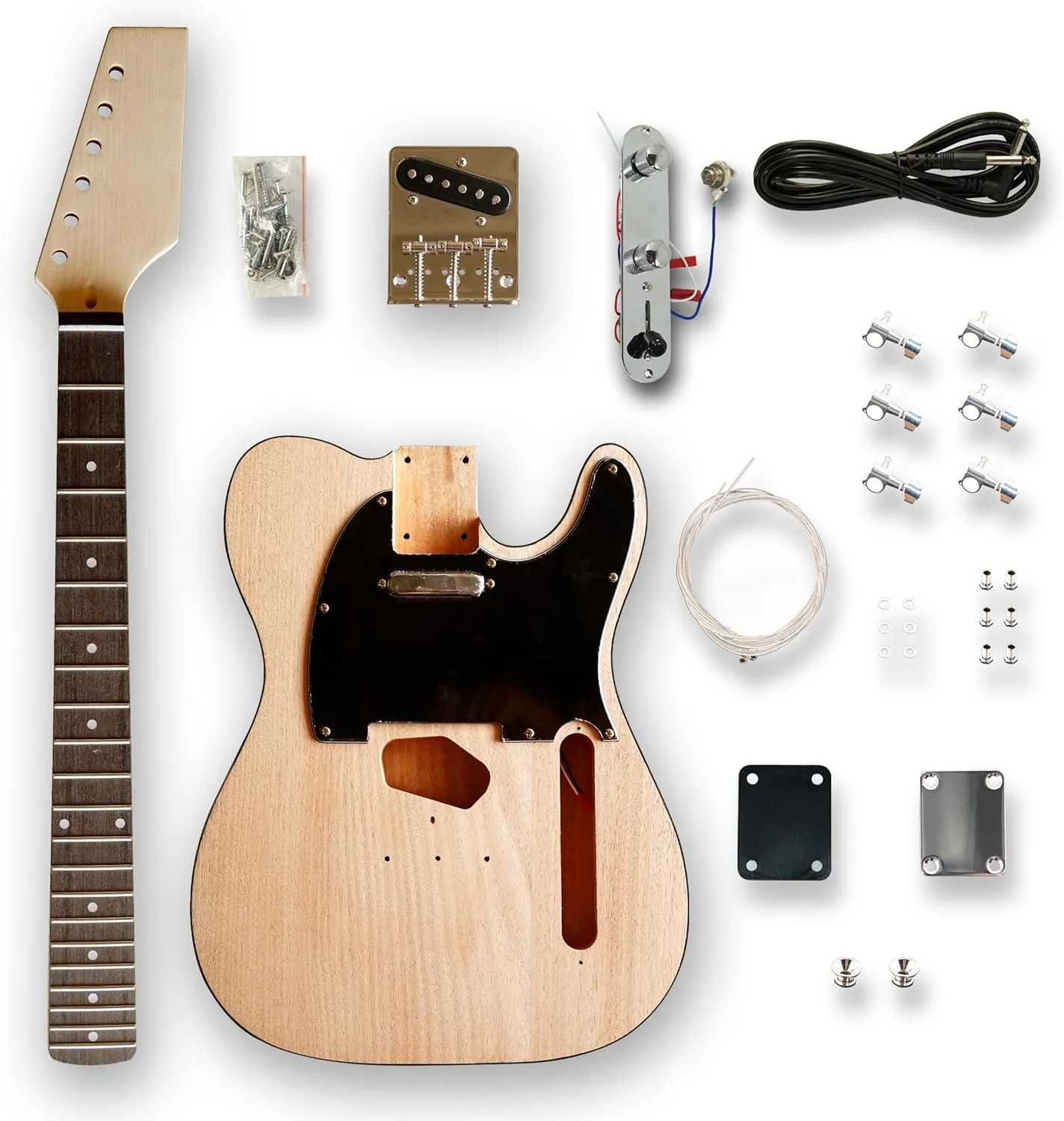 BexGears DIY Electric Guitar Kits for TL style Okoume wood Body maple neck & composite ebony fingerboard